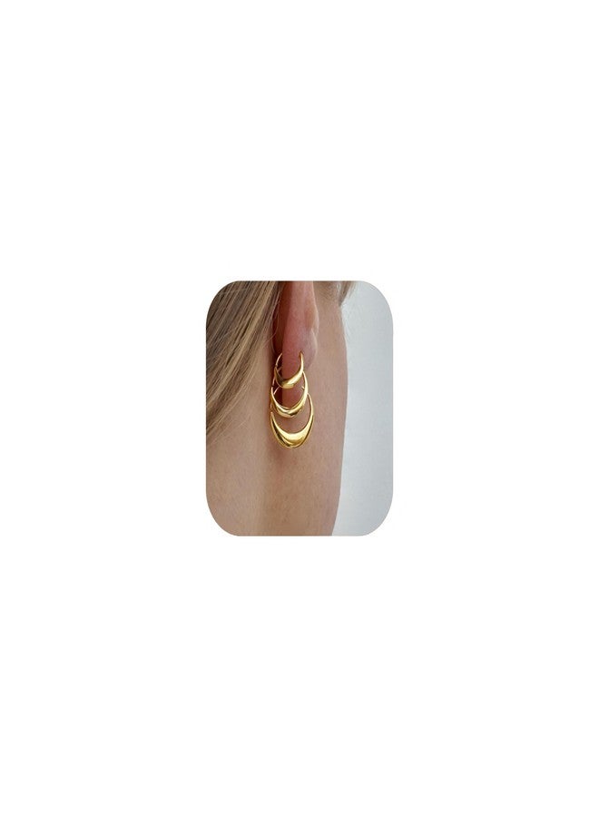 Jacruces 3 Pairs Gold Hoop Earrings for Women Earring Stacks Gold Hoop Earring Sets for Multiple Piercing Hypoallergenic Dainty 14k Gold Plated Small Hoops Huggie Earrings Trendy Jewelry Gifts - Image 1
